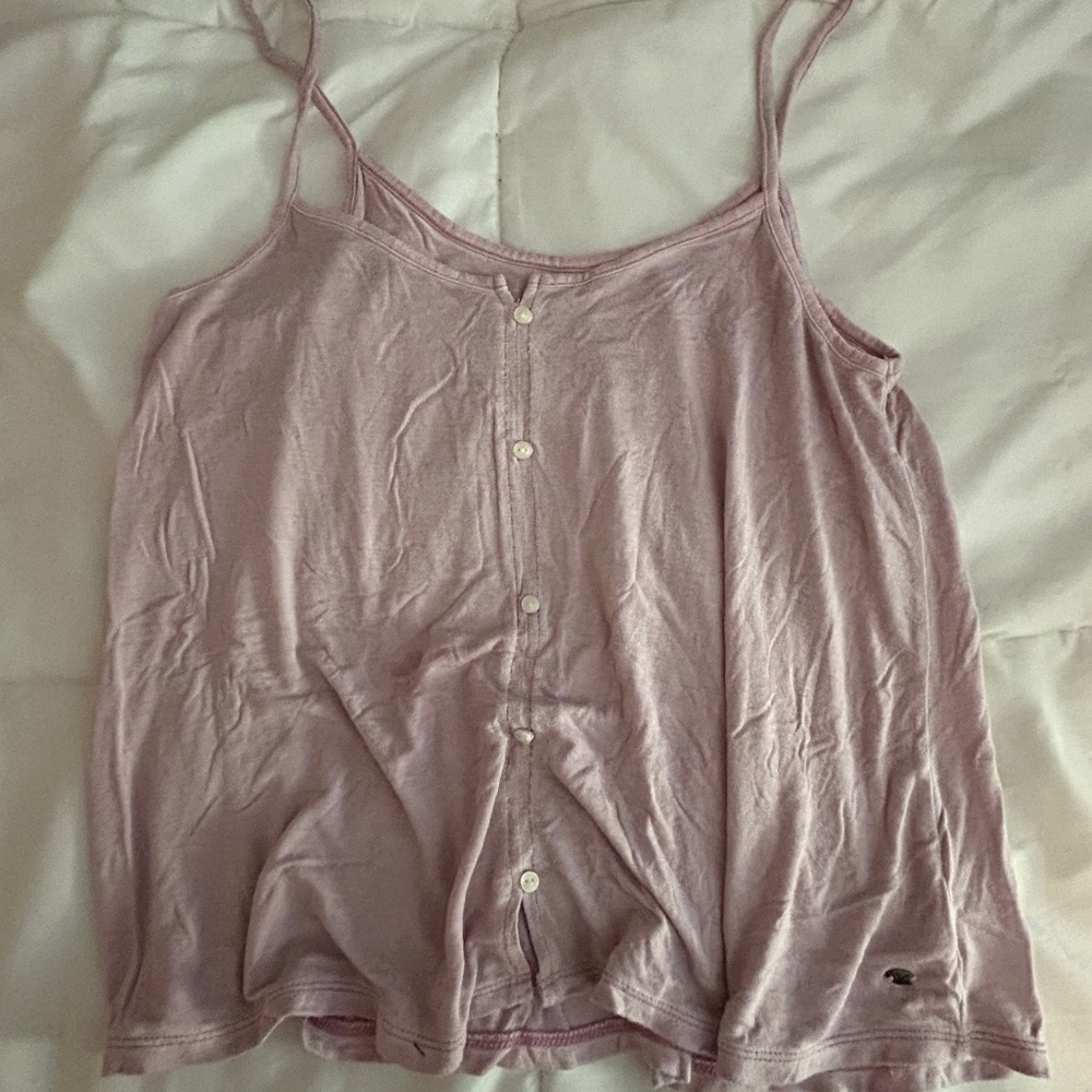 american eagle pink button tank top size small